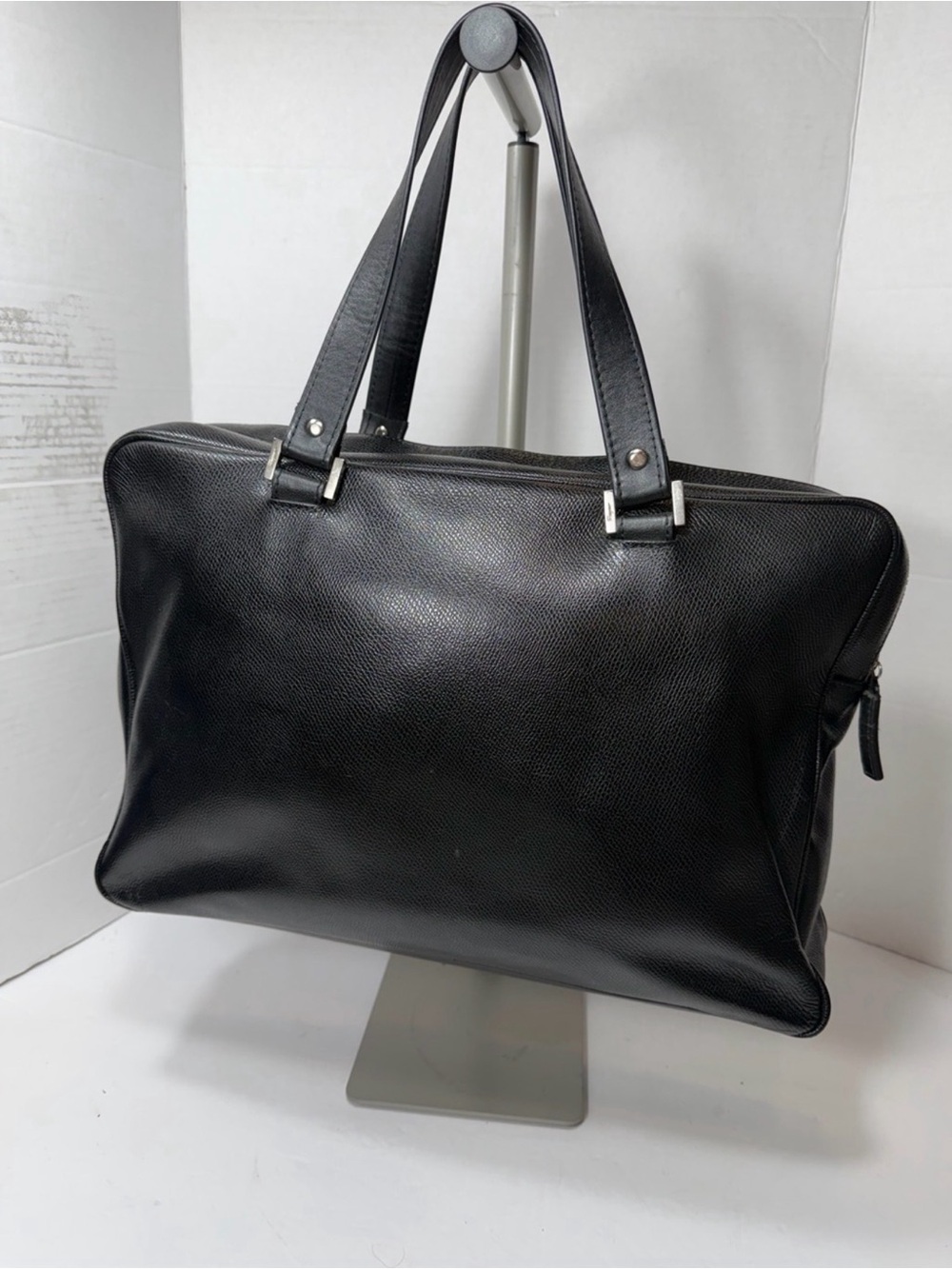 Salvatore Ferragamo Black Leather Men Briefcase, Sleep Professional Bag No Strap - Picture 5 of 9